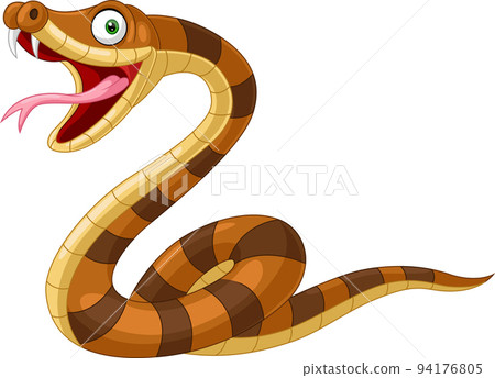 Cartoon brown snake on white background 94176805
