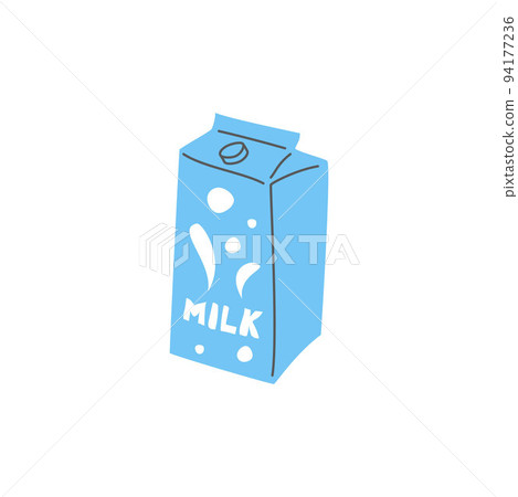 Paper bag with milk. Milk is a milk drink. Organic healthy product. Vector illustration milk bottle 94177236
