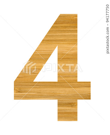 Number four 4 english character set cut from wooden bamboo, isolated on white background Number four 4 english character set cut from wooden bamboo, isolated on white background 94177750