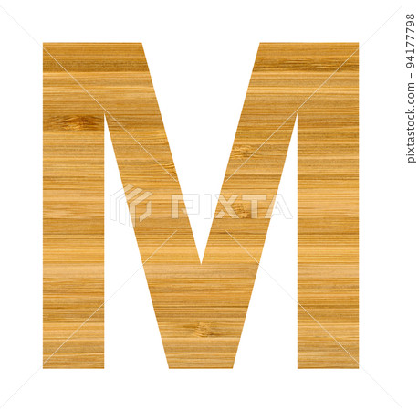 Big letter M used in English alphabet, letter M cut from wooden bamboo 94177798