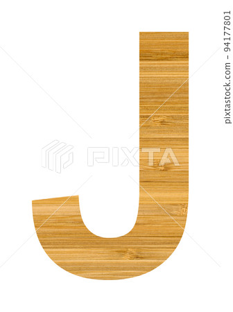 Big letter J used in English alphabet, letter J cut from wooden bamboo 94177801