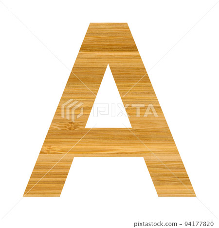 Big letter A used in English alphabet, letter A cut from wooden bamboo Big letter A used in English alphabet, letter A cut from wooden bamboo 94177820