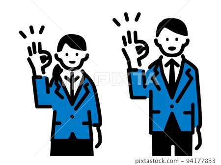 A simple illustration of two men and women giving an OK sign 94177833