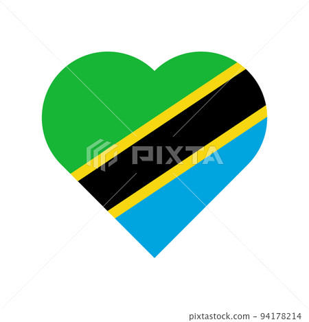 Tanzania vector flag heart on white background Tanzania vector flag heart on white background 94178214