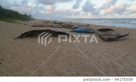 Fishermans boats at the seashore of Indian ocean, Brickaville,Atsinanana region, Madagascar Fishermans boats at the seashore of Indian ocean, Brickaville,Atsinanana region, Madagascar 94178589