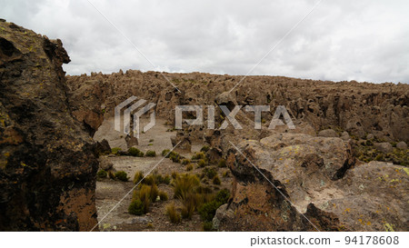 sandstone rock formation at Imata in Salinas and Aguada Blanca National Reservation, Arequipa, Peru sandstone rock formation at Imata in Salinas and Aguada Blanca National Reservation, Arequipa, Peru 94178608