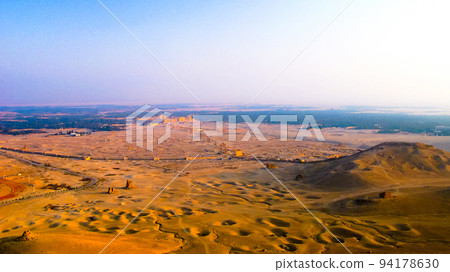Aerial Panorama of Palmyra columns and ancient city,, Syria Aerial Panorama of Palmyra columns and ancient city,, Syria 94178630