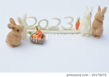 羊毛氈兔子和胡蘿蔔新年賀卡材料 羊毛氈兔子和胡蘿蔔新年賀卡材料 94179078