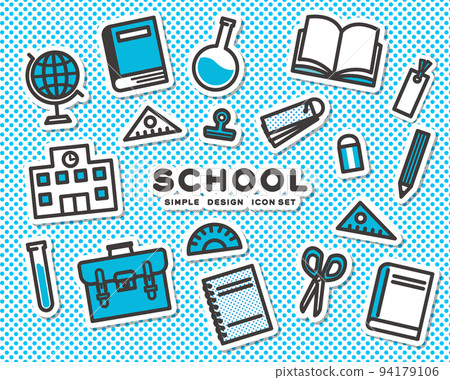 Sticker style cute school education and stationery icon vector illustration material / study / cram school 94179106