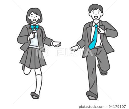 Vector illustration material of a student in a blazer uniform running full of energy / uniform / high school student / junior high school student / cram school / running / energetic Vector illustration material of a student in a blazer uniform running full of energy / uniform / high school student / junior high school student / cram school / running / energetic 94179107