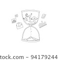 Man drowning in sand hourglasses outline vector 94179244
