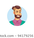 Flat cartoon hipster man avatar character,social media vector illustration concept 94179256