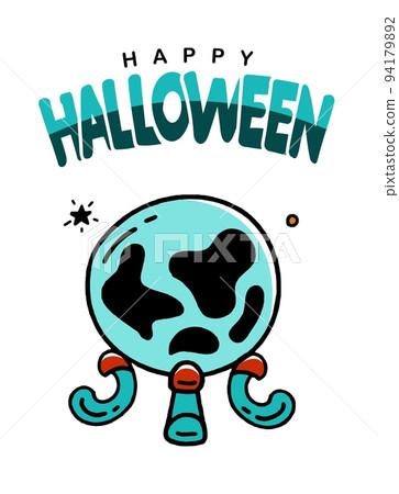 Halloween Greeting Card Poster Banner with Magic Ball Illustration of Vector doodle style design on white background Halloween Greeting Card Poster Banner with Magic Ball Illustration of Vector doodle style design on white background 94179892