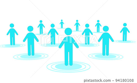 Background with people icons lined up White background Icon light blue 94180108
