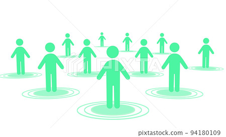 Background with people icons lined up White background Icon green 94180109