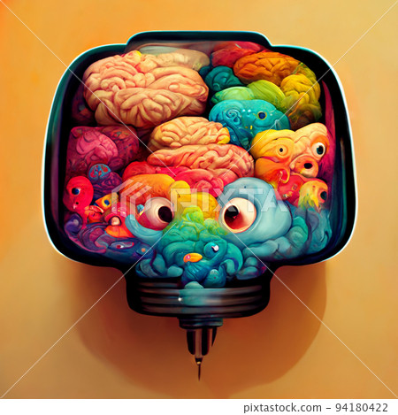 Colorful creative human brain. Cartoon style. 94180422
