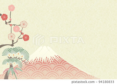red fuji pine bamboo plum background 94180833
