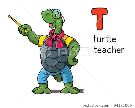 Turtle teacher. Animals profession ABC. Alphabet T Turtle teacher. Animals profession ABC. Alphabet T 94181069