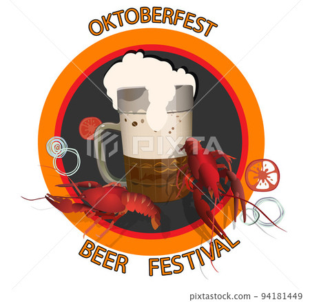 Label illustration with beer mug and crayfish. Vector. Label illustration with beer mug and crayfish. Vector. 94181449