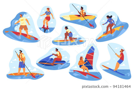 Active water recreation or sport, vector clipart 94181464
