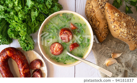 Portuguese Cabbage soup called Caldo Verde Portuguese Cabbage soup called Caldo Verde 94181837