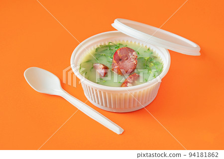 Caldo Verde Soup with greens and chopped chorizo Caldo Verde Soup with greens and chopped chorizo 94181862