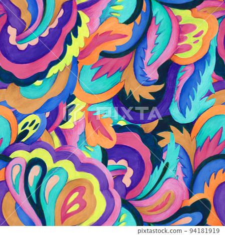 Colorful seamless psychedelic pattern for design and decoration. Colorful seamless psychedelic pattern for design and decoration. 94181919
