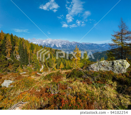 Peaceful autumn Alps mountain view. Reiteralm, Steiermark, Austria. 94182254