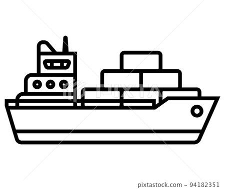 black icon cargo ship carries containers to the... - Stock Illustration ...