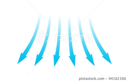Air flow. Blue arrows showing direction of air movement. Wind direction arrows. Blue cold fresh stream from the conditioner. Vector illustration isolated on white background Air flow. Blue arrows showing direction of air movement. Wind direction arrows. Blue cold fresh stream from the conditioner. Vector illustration isolated on white background 94182388