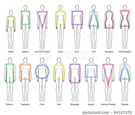 Set of Women and Men body shapes types: apple,... - Stock Illustration ...