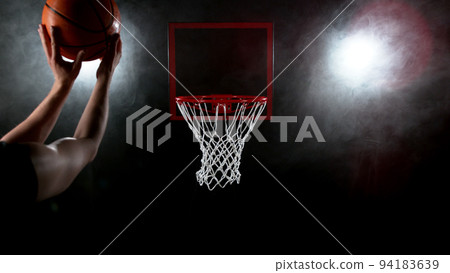 Detail of basketball player scoring. Detail of basketball player scoring. 94183639
