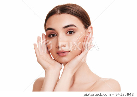 woman touching face and enjoy perfect clean skin 94183948
