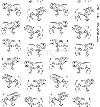 Vector seamless pattern of American bulldog dog 94184699