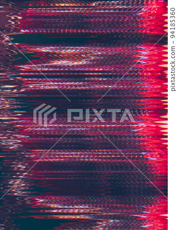 Glitch noise texture. Color artifacts. Digital error. Neon pink purple orange fuzzy lines static distortion on dark black abstract art illustration background. Glitch noise texture. Color artifacts. Digital error. Neon pink purple orange fuzzy lines static distortion on dark black abstract art illustration background. 94185360