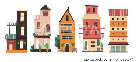 Old historical buildings and houses, city town 94186174