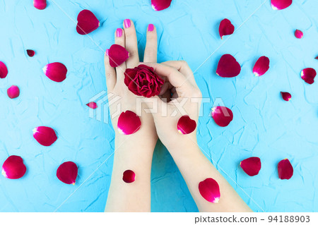 beauty hands with makeup flowers beauty hands with makeup flowers 94188903