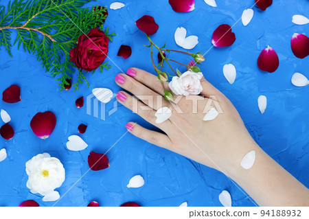 beauty hands with makeup flowers beauty hands with makeup flowers 94188932