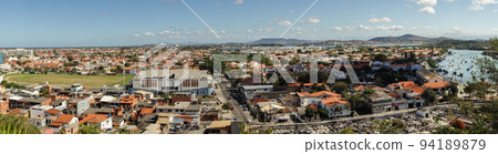 panoramic of Cabo Frio cityscape, Rio de Janeiro, Brazil. Buildings of coastal city 94189879