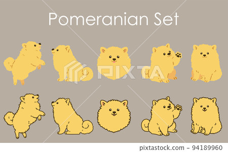 簡單可愛的博美犬插圖集有/無主線 94189960