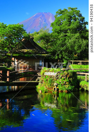 [山梨縣]夏季富士山和忍野八海池（中池） 94190438