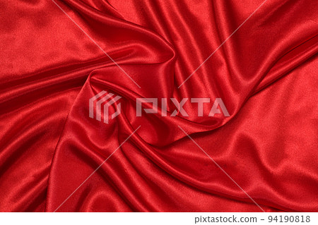 Texture of crumpled red satin fabric, beautiful pattern, top view. Texture of crumpled red satin fabric, beautiful pattern, top view. 94190818