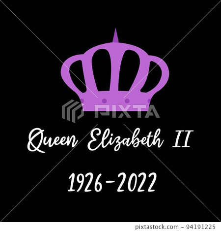 Queen Elizabeth II death memorial poster. 08 September 2022 UK, London. Years of life 1926-2022. Queen Elizabeth II death memorial poster. 08 September 2022 UK, London. Years of life 1926-2022. 94191225