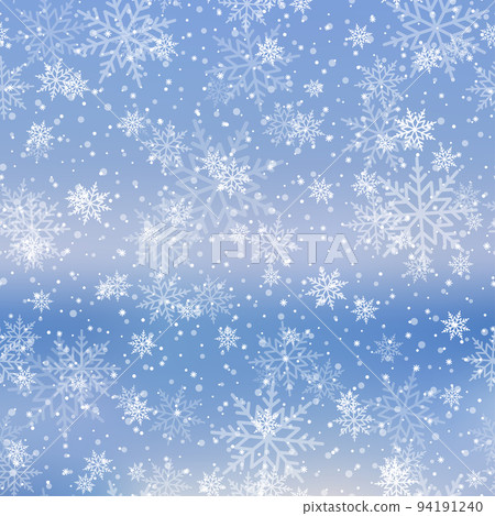 Winter snowfall and snowflakes on light blue background. Xmas and New Year background. Vector Winter snowfall and snowflakes on light blue background. Xmas and New Year background. Vector 94191240