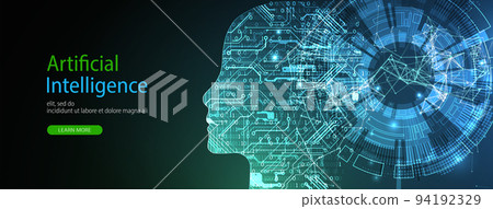 Artificial Intelligence concept.  Creative brain concept background. Vector science illustration. 94192329