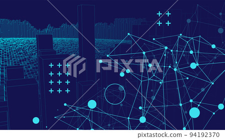 Square pattern. Wireframe background. Futuristic vector illustration. 94192370