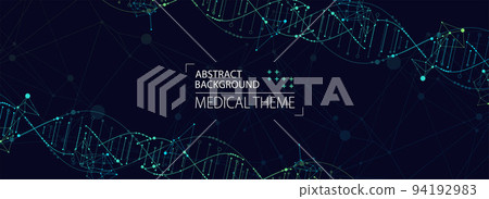 Science template, abstract background with a 3D DNA molecules. Vector illustration. Science template, abstract background with a 3D DNA molecules. Vector illustration. 94192983