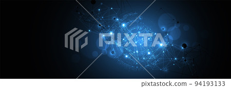 Polygonal science background with connecting dots and lines. Digital data visualization. Polygonal science background with connecting dots and lines. Digital data visualization. 94193133