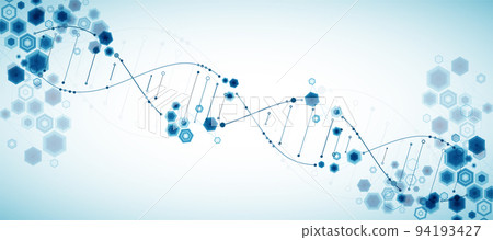 Science template, abstract background with a 3D DNA molecules. Vector illustration. Science template, abstract background with a 3D DNA molecules. Vector illustration. 94193427