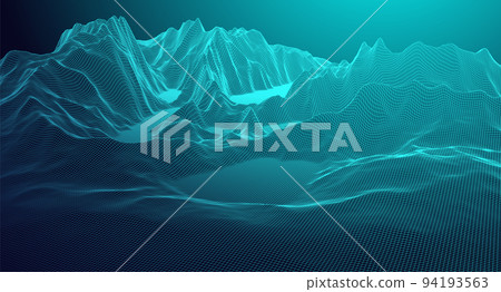 Wireframe landscape background. Futuristic vector illustration. Wireframe landscape background. Futuristic vector illustration. 94193563